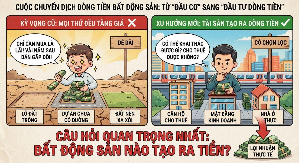Dòng tiền có thể quay lại BĐS, nhưng không phải cứ mua đất rồi chờ tăng giá là thắng