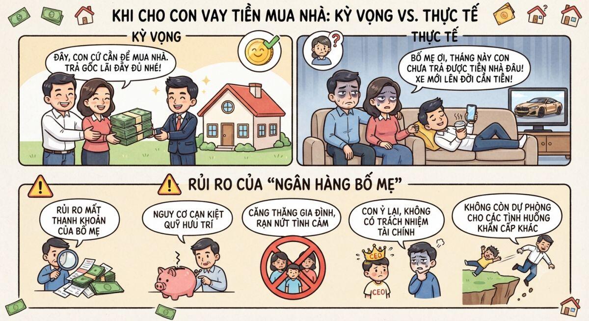 Rủi ro của 'ngân hàng bố mẹ' khi cho con vay tiền mua nhà