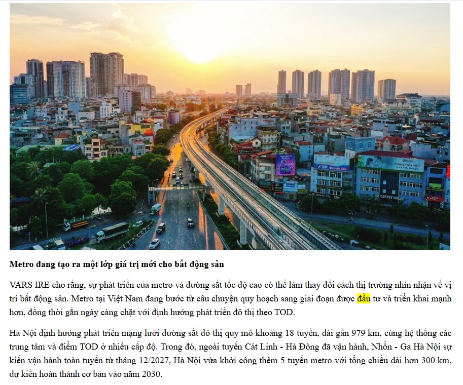 Nhà gần metro: Giá cao hơn nhưng rẻ hơn?