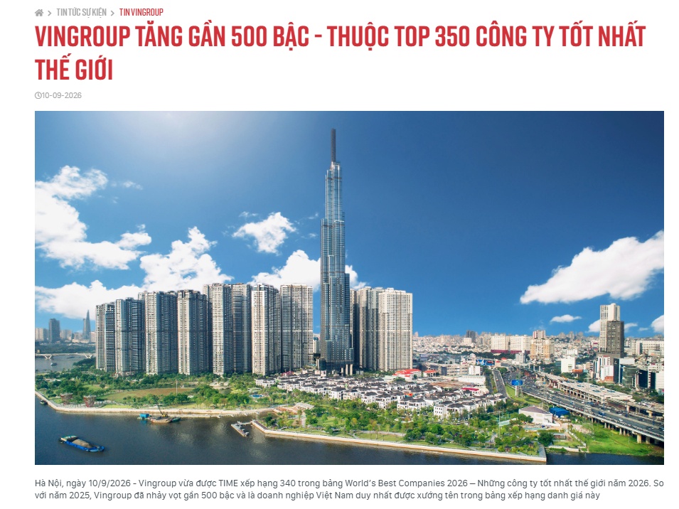 Vingroup lọt Top 350 công ty tốt nhất thế giới
