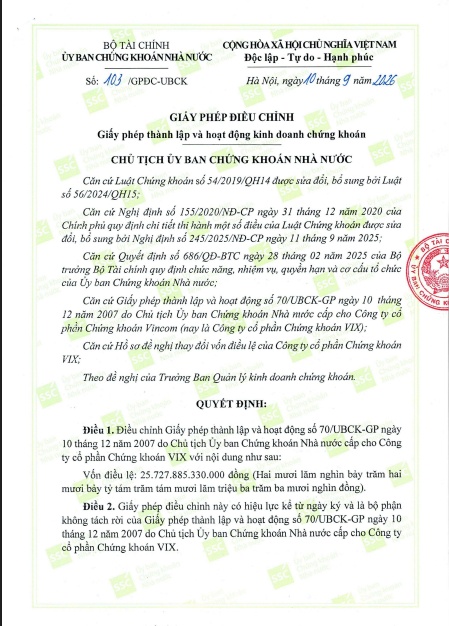 Chứng khoán VIX hoàn tất tăng vốn lên 25.700 tỷ đồng