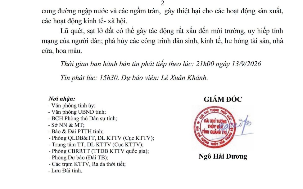 KHẨN CẤP: Lũ trên sông Thạch Hãn dâng nhanh, Quảng Trị phát cảnh báo