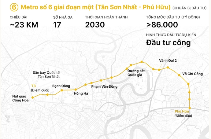 TP HCM dự chi hơn 26.000 tỷ đồng đền bù làm metro nối Tân Sơn Nhất