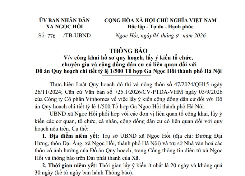 Vinhomes tiến thêm bước mới tại dự án quan trọng rộng 260ha ở Hà Nội