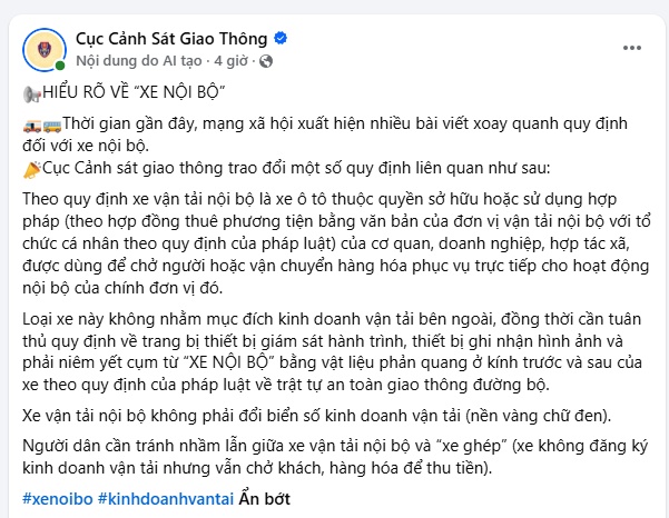“Xe nội bộ” có phải lắp thiết bị giám sát? Cục CSGT lên tiếng, chủ xe cần biết