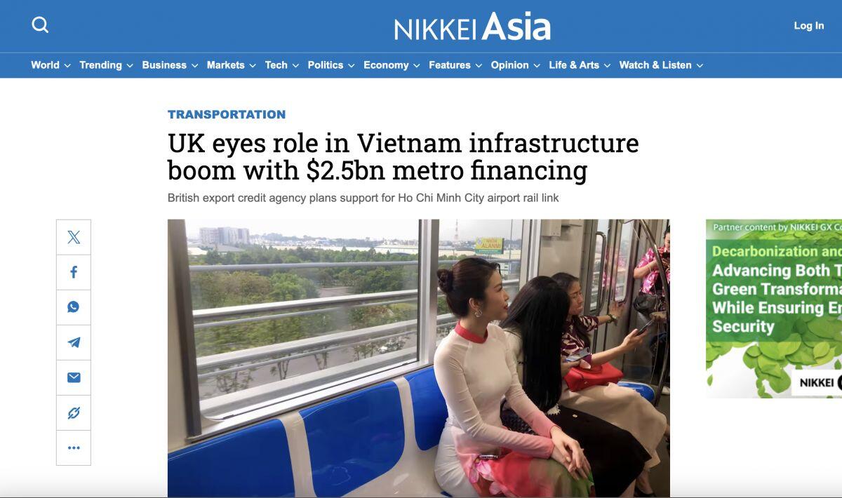 Anh hỗ trợ 2,5 tỷ USD làm metro Bến Thành - Suối Tiên kéo dài tới sân bay Long Thành