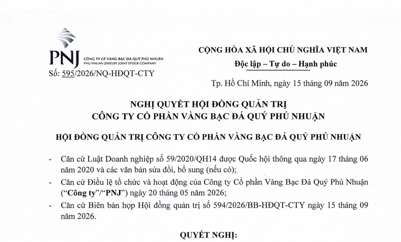 Bà Cao Thị Ngọc Dung ký quyết định mới, PNJ thay đổi thời gian thanh toán cho khách hàng