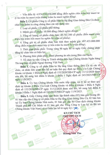 Hơn 497 tỷ đồng từ đợt phát hành cổ phiếu của Đèo Cả đã được giải ngân