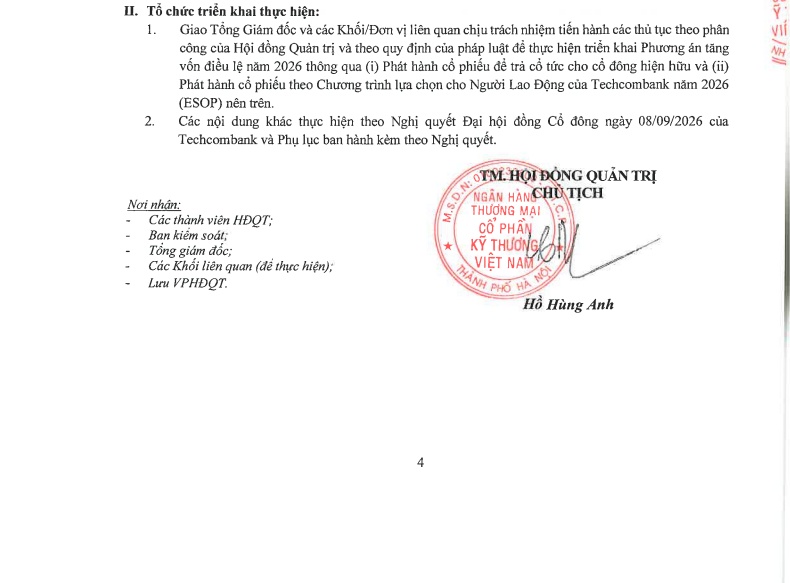 Techcombank (TCB) sắp chia cổ tức 50% bằng cổ phiếu