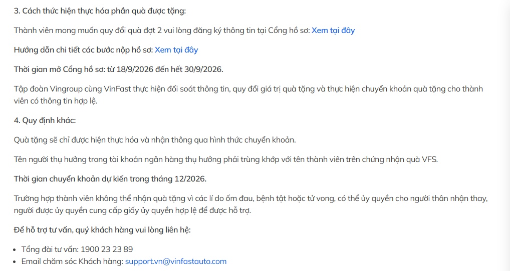 Mua xe được tặng quà tương đương 30 cổ phiếu VinFast