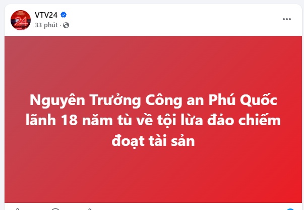 Nguyên Trưởng Công an Phú Quốc lãnh 18 năm tù về tội lừa đảo chiếm đoạt tài sản