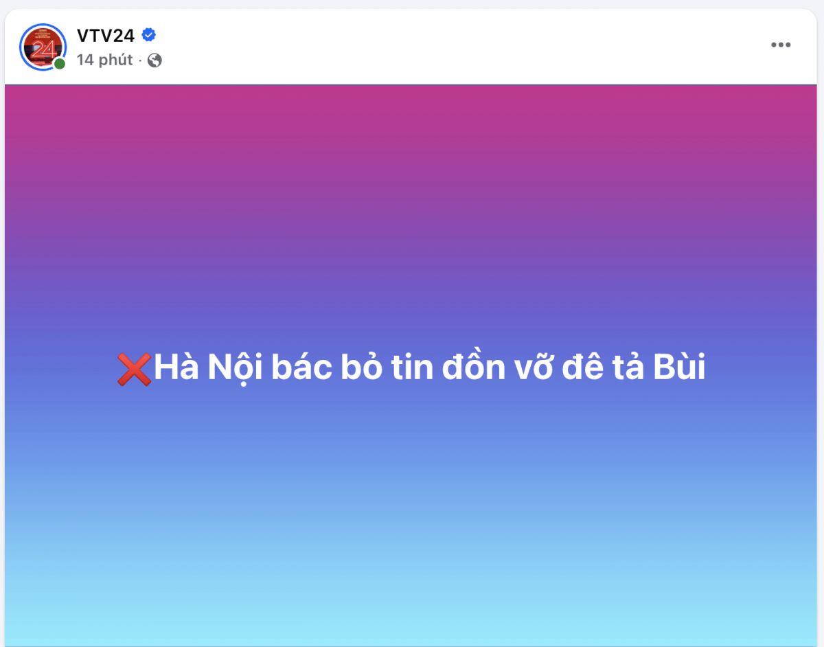 Hà Nội bác bỏ tin đồn vỡ đê tả Bùi