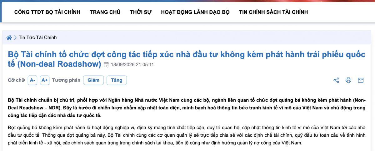 Bộ Tài chính khẳng định Việt Nam chưa phát hành trái phiếu quốc tế