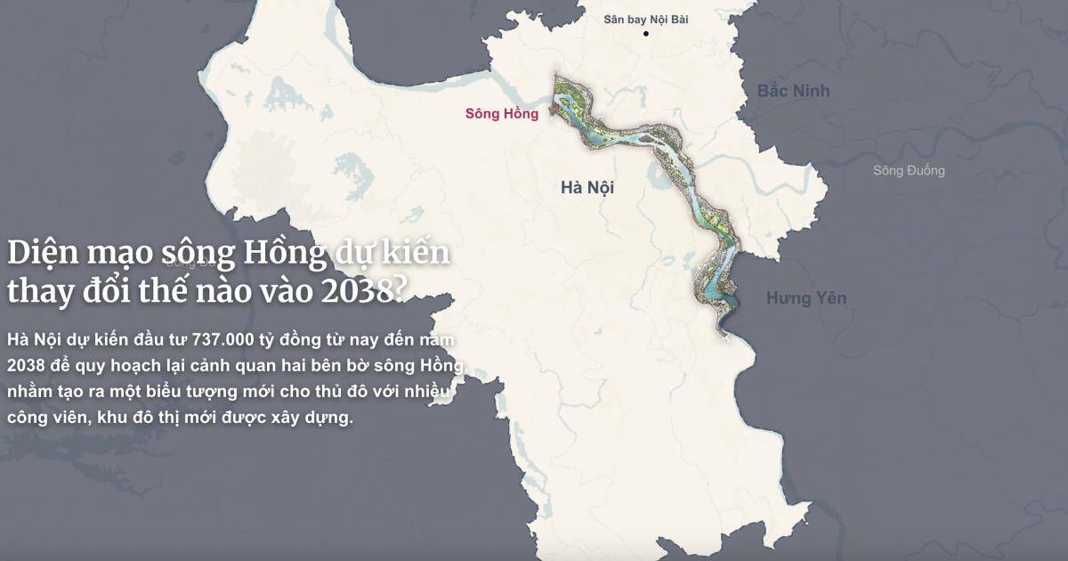 Diện mạo sông Hồng dự kiến thay đổi thế nào vào năm 2038?