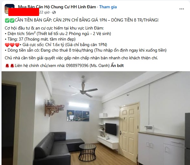 Căn hộ HH Linh Đàm mất giá mạnh, vì sao vẫn không có khách?