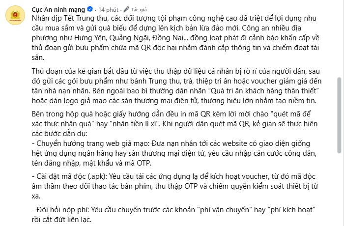 Bẫy quà Trung thu miễn phí: Cẩn thận với mã QR có thể đánh cắp thông tin, chiếm đoạt tiền