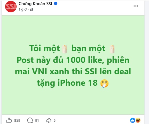 Sau phiên đỏ lửa, SSI bất ngờ “treo thưởng” iPhone 18