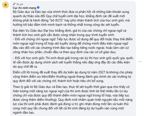 Thực hư thông tin “không còn xét chứng chỉ ngoại ngữ, thành tích học sinh giỏi”