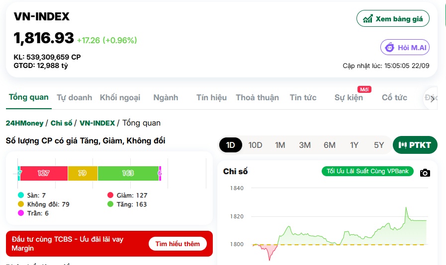 VIC, VHM đóng góp 16 điểm trong phiên VN-Index tăng hơn 17 điểm: Hai trụ kéo cả thị trường