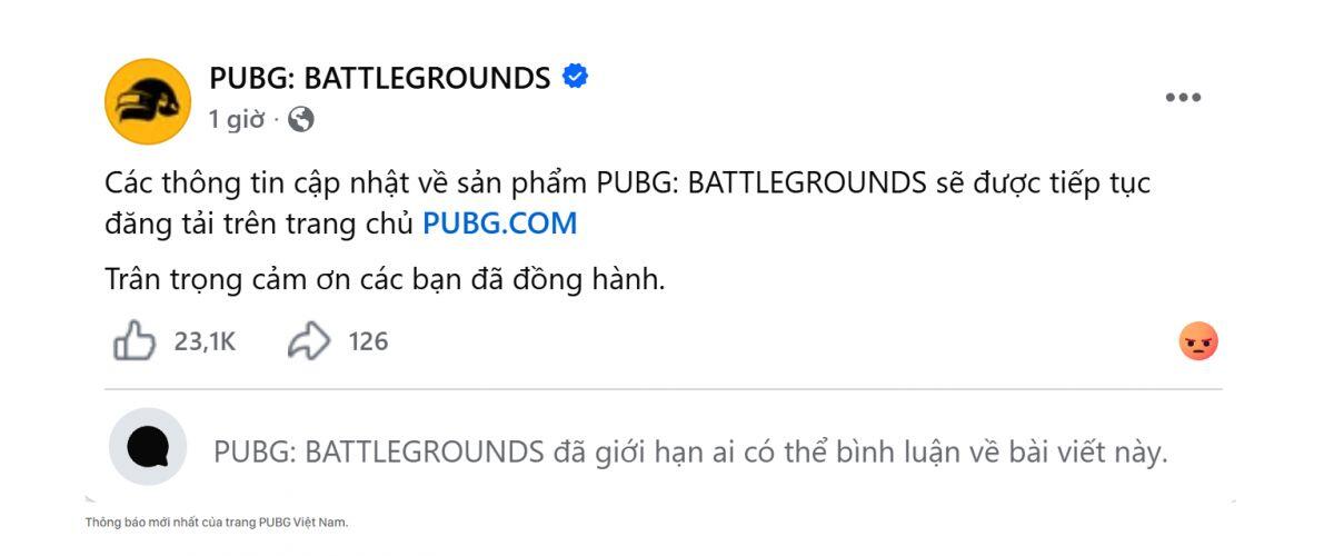 Sau chuỗi ngày im lặng, PUBG Việt Nam ra thông báo khiến cộng đồng ngỡ ngàng
