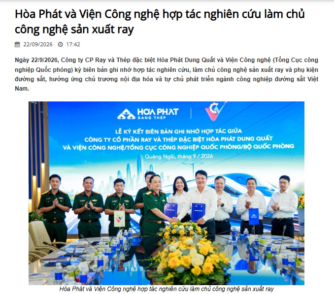 Tỷ phú Trần Đình Long bắt tay “ông lớn” Bộ Quốc phòng, nhắm làm chủ công nghệ sản xuất ray đường sắt