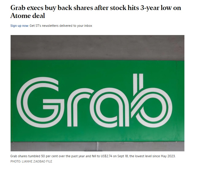 Cổ phiếu Grab rơi thẳng xuống đáy 3 năm