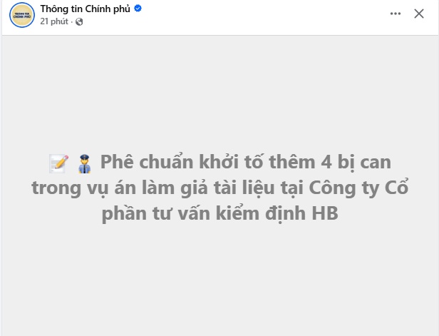 Vụ Công ty HB: 4 người bị khởi tố, trong đó có cán bộ Ban quản lý dự án