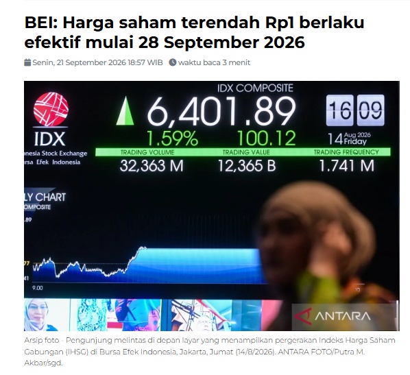 Cổ phiếu Indonesia “sale sập sàn”: Giá sàn giảm 50 lần, còn 1 rupiah!