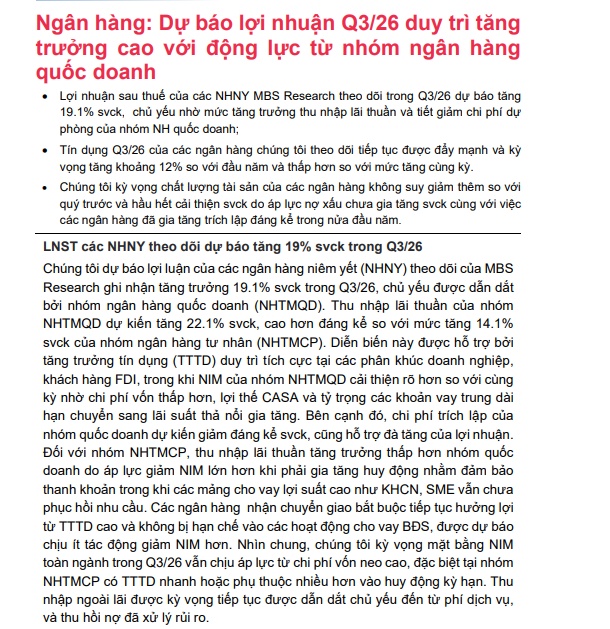 13 ngân hàng cùng báo lãi tăng trong quý 3, Big4 lại “cầm trịch”