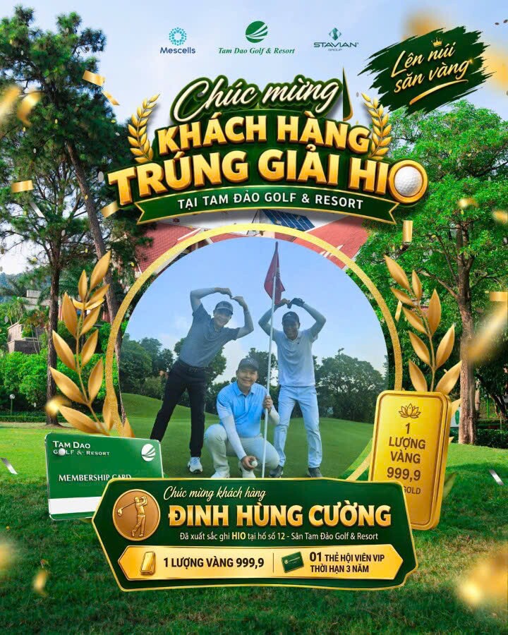 Golfer Đinh Hùng Cường ghi HIO tại sân Tam Đảo, chinh phục trọn bộ giải thưởng “Lên Núi Săn Vàng".