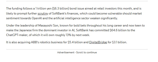 SoftBank đi vay “khủng”: 11,1 tỷ USD, lãi suất cao nhất gần 10%