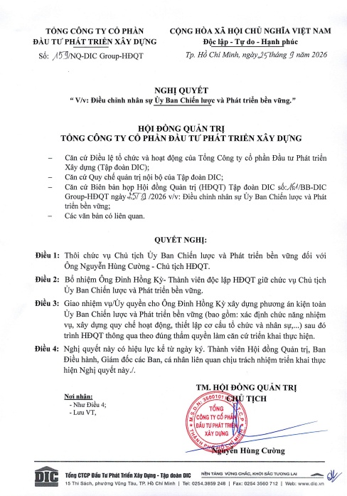 DIC Corp bổ nhiệm người mới vào 'ghế nóng' thay ông Nguyễn Hùng Cường