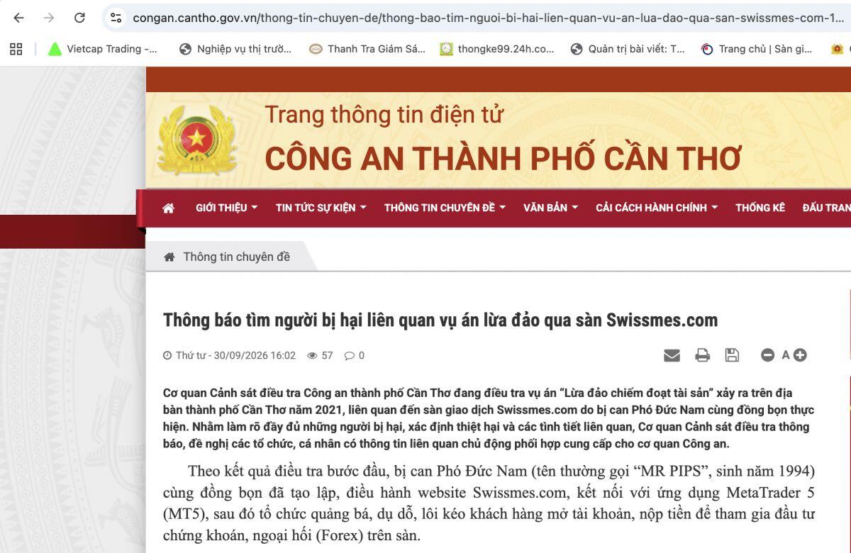 Công an phát thông báo mới về Swissmes.com, người từng nộp tiền cần chú ý