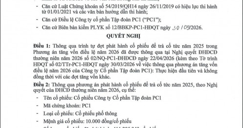 PC1 phát hành gần 62 triệu cổ phiếu trả cổ tức