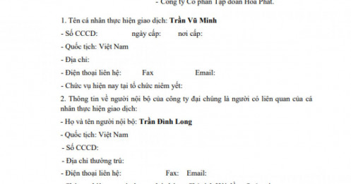 Con trai ông Trần Đình Long muốn gom thêm 50 triệu cổ phiếu HPG