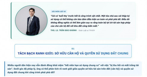 Chung cư hết niên hạn: Tách bạch "tuổi thọ" công trình và quyền sử dụng đất để bảo vệ cư dân