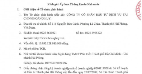 Hoàng Huy (TCH) dùng hơn 1.100 tỷ đồng tiền cổ đông cho 2 dự án nào?