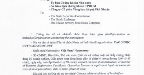 Em trai Chủ tịch PNJ bán xong 9 triệu cổ phiếu: Lại thêm một pha “gây chú ý”