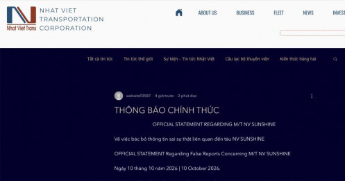 Nóng: NVTrans chính thức lên tiếng về tin đồn tàu NV SUNSHINE