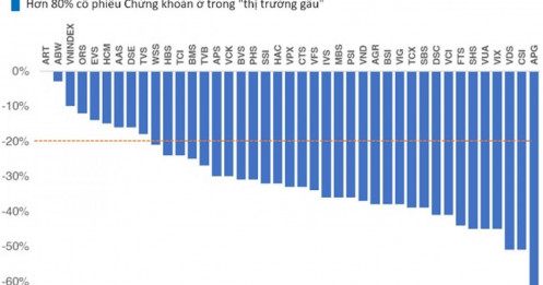Khoảng 80% cổ phiếu chứng khoán xuất hiện “thị trường gấu”