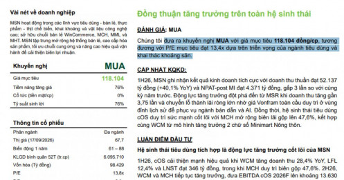Cổ phiếu nào được VCBS định giá 118.104 đồng/cp?