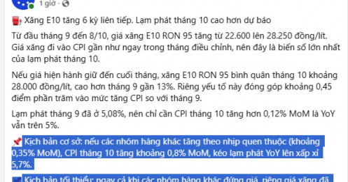 WiGroup: Lạm phát tháng 10 cao hơn dự báo?