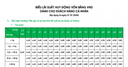 Nóng: VPBank điều chỉnh lãi suất, kỳ hạn 18 tháng nổi bật