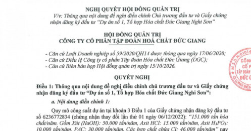 DGC lùi tiến độ dự án 12.000 tỷ đồng