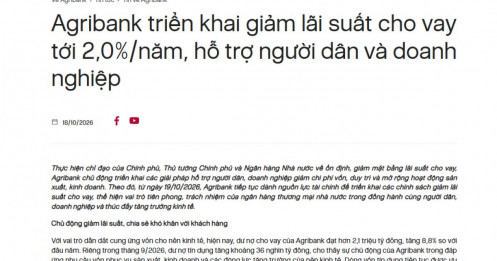 Agribank giảm 2%/năm lãi suất cho vay cho hàng loạt khách hàng từ hôm nay (19/10)