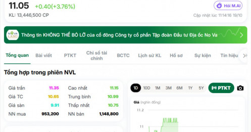 Điều gì đang tiếp sức cho cổ phiếu NVL tăng gần 4%?