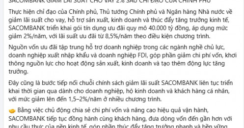 Thêm một ngân hàng giảm lãi suất cho vay 2%