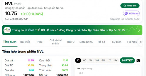Gần 4 triệu cổ phiếu NVL bị kê bán, tín hiệu gì đang xuất hiện?