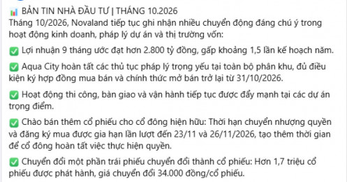 Novaland lãi nghìn tỷ trong quý III?