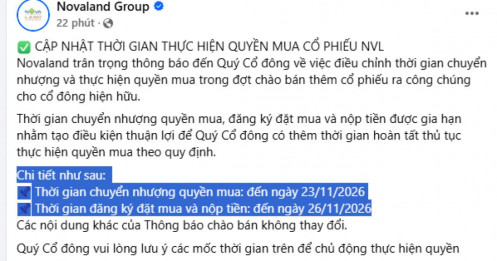 Novaland chốt lịch mới cho đợt phát hành NVL